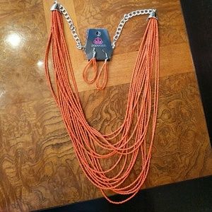 Coral Seed Bead Necklace
